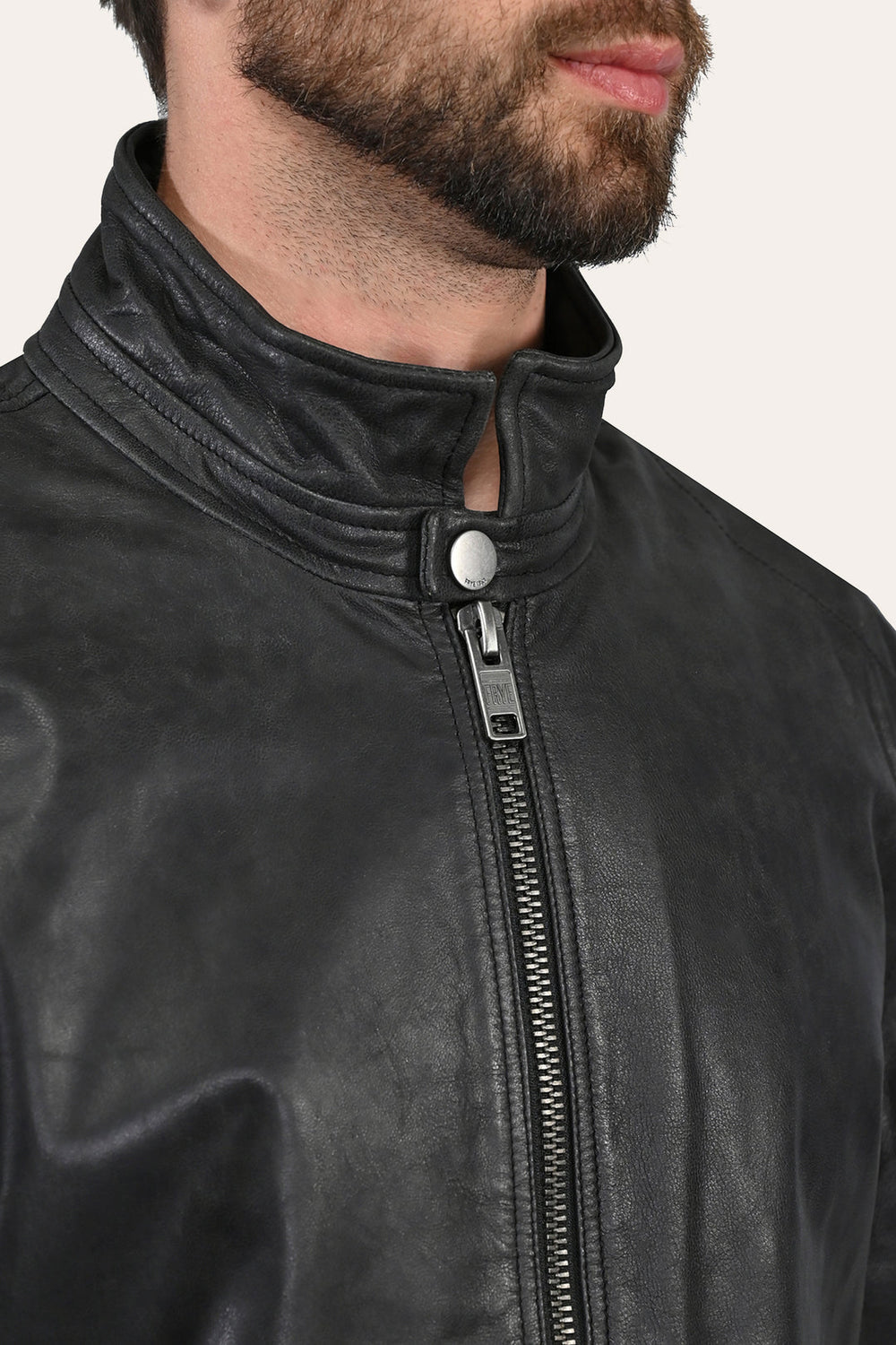 Men’s Black Lawton Modern Nappa Biker Jacket - Black