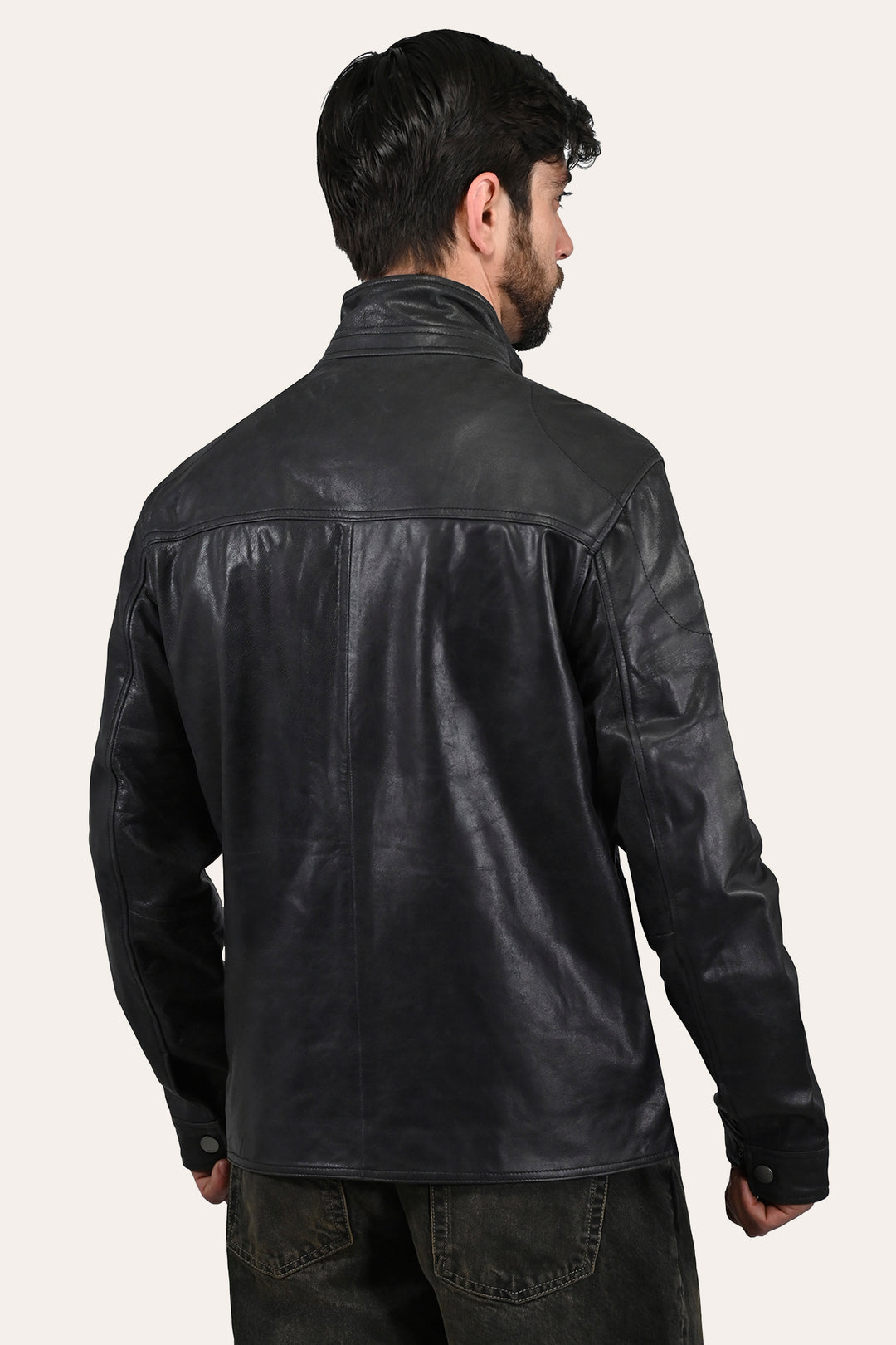 Men’s Black Lawton Modern Nappa Biker Jacket - Black