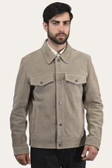 Men’s Taupe Trailblazer Suede Trucker Jacket - Taupe