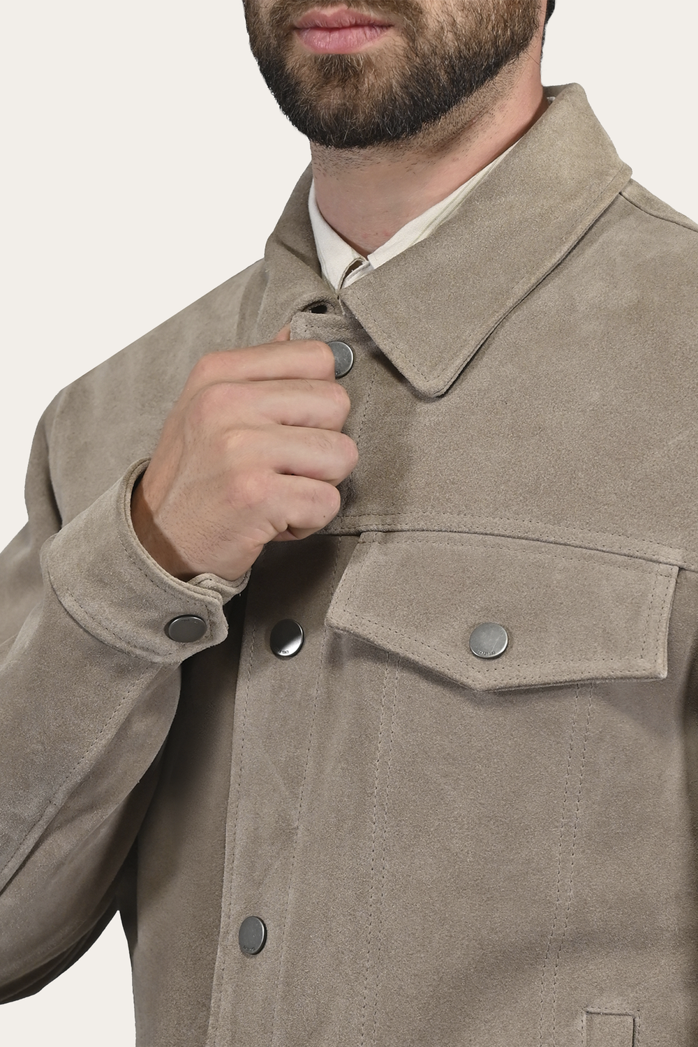 Men’s Taupe Trailblazer Suede Trucker Jacket - Taupe