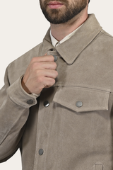 Men’s Taupe Trailblazer Suede Trucker Jacket - Taupe