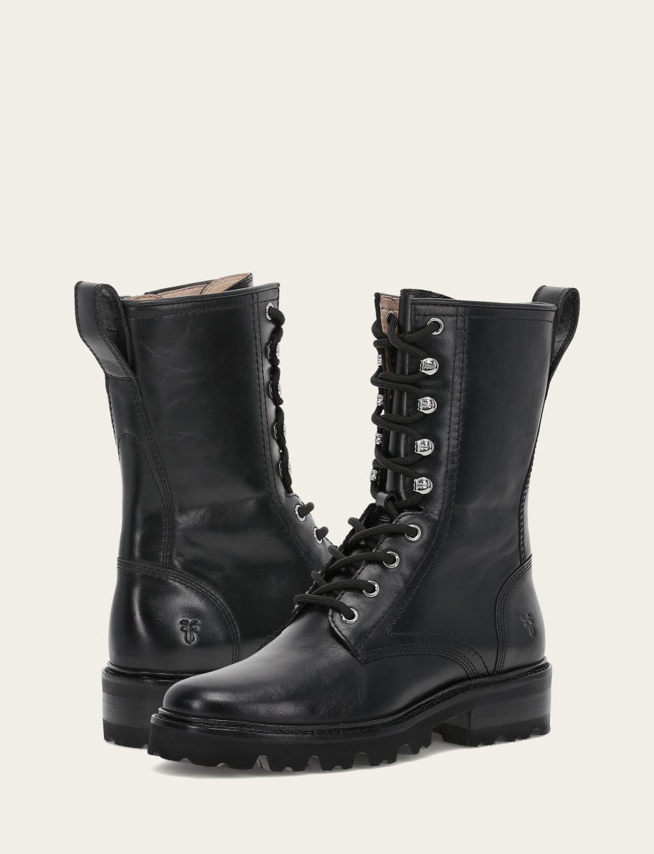Women's Black Olivia Combat Boots - Black