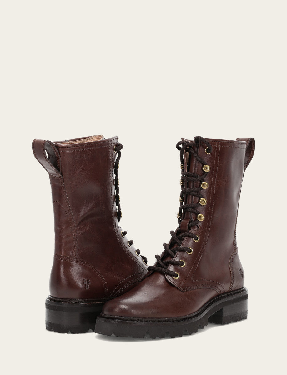 Women's Bourbon Olivia Combat Boots - Bourbon